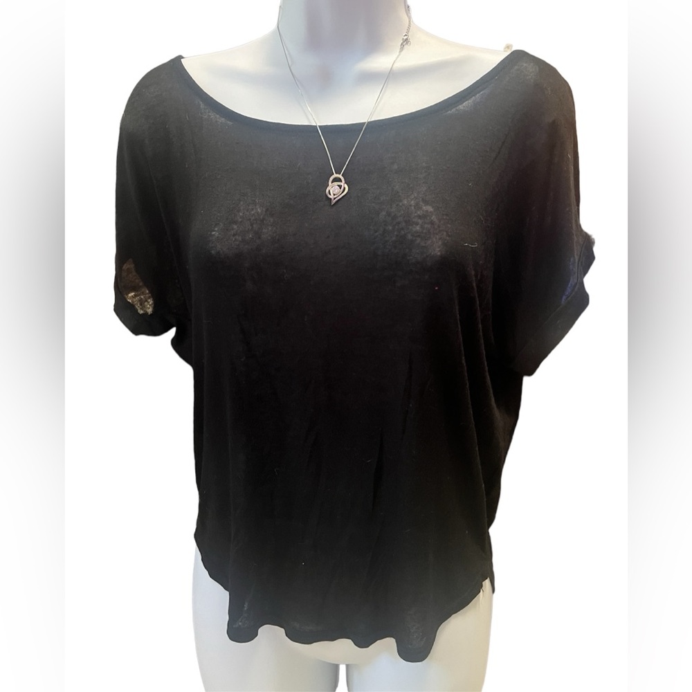 Y2K black Sexy lite slightly sheer black top size S oversized draping